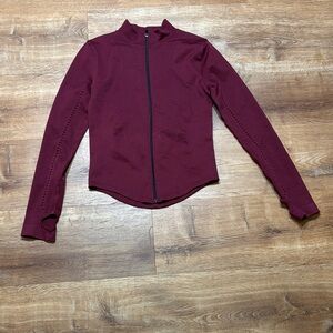 Women's Burgundy Zip-Up Top